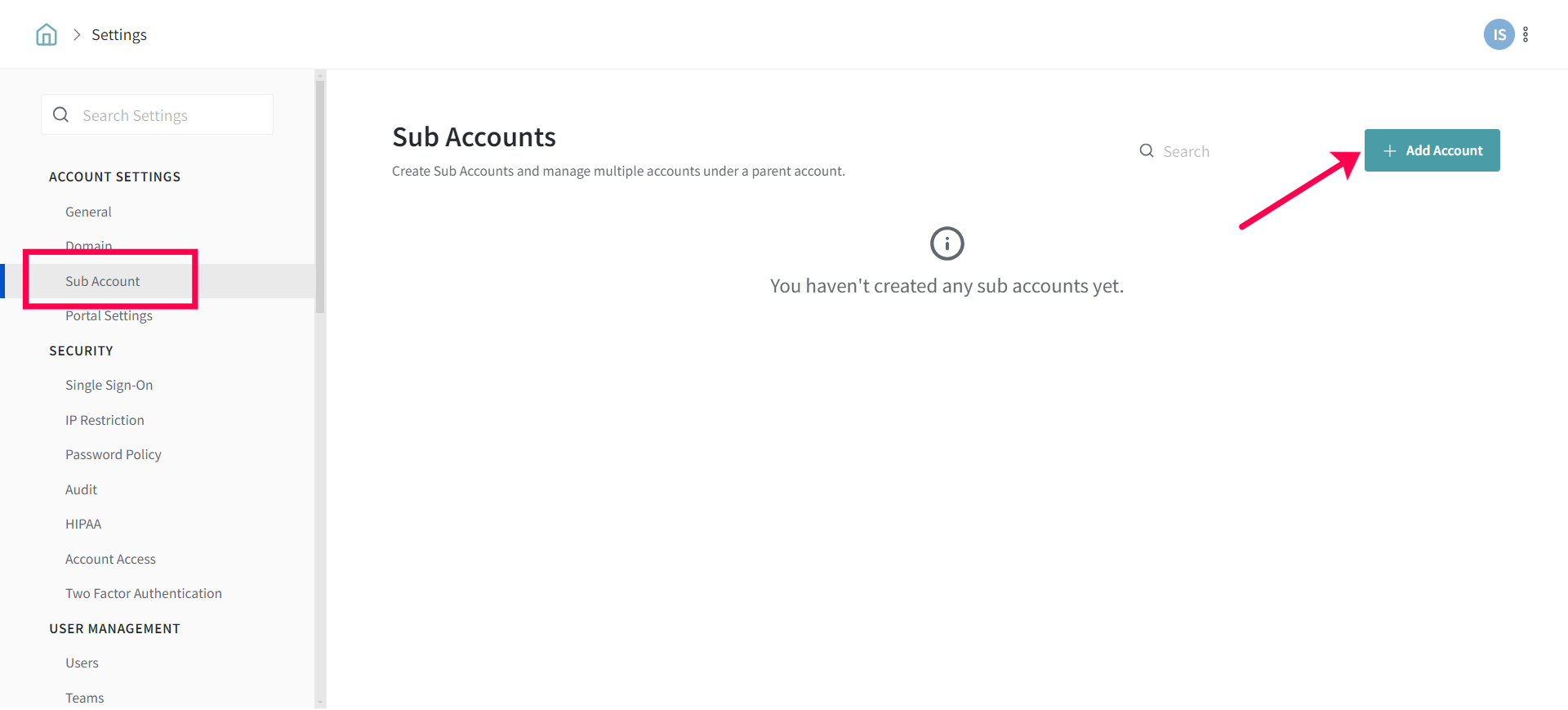 Subaccounts allow you to separate your usage, numbers, and settings while  sharing a balance with your main account. Learn about subaccounts on Twilio.